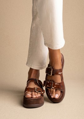 Mariella Fabiani - Mariella Fabiani Flatform Σανδάλια - 2601/65 - Brown Cow Pony