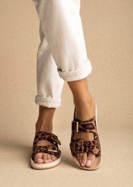 Gold Star - Gold Star Σανδάλια με φάσες και αγράφα - 6230-A23065 - Leopard suede