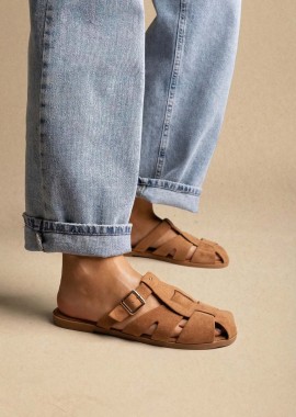 Ideal shoes - Ideal shoes Fisherman mules - 9783 - Κάμελ Σουέτ