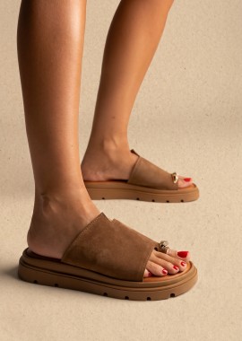 TFP - TFP Toe Ring Flatform Σανδάλια - 505 - Taupe Σουέτ