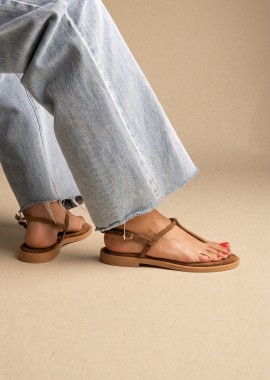 TFP - TFP Σανδάλια T-Strap με κλείσιμο με αγκράφα - L1 VAMOS - Khaki Green Suede