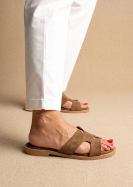 TFP - TFP Σανδάλια με cutout σχέδιο και λουράκια - 37 VAMOS - Khaki Green Suede