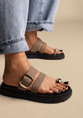 TFP - TFP Σανδάλια με Toe Ring και λουράκι με αγκράφα - 4566 - Χακί