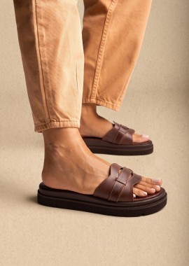TFP - TFP Flatform Σανδάλια με Φαρδιά Ανοίγματα - 2014 - Brown Matte