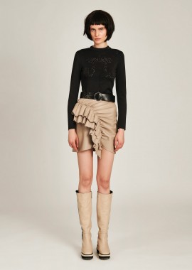Cutcuutur - Mini Skirt With Draped Ruffles In Beige