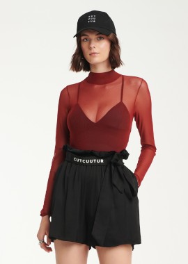 Cutcuutur - Mesh Bodysuit In Burgundy