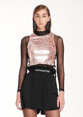 Cutcuutur - Tank Top In Pink Sequin
