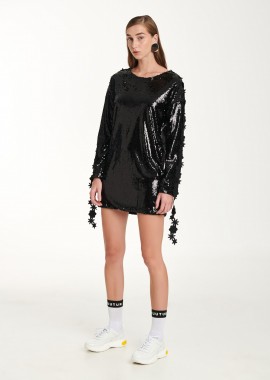 Cutcuutur - Sweatshirt Dress In Black Sequin