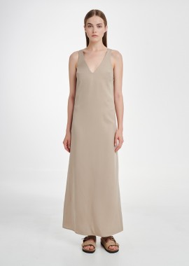 Cutcuutur - Logo Dress in Taupe