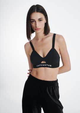 Cutcuutur - Logo Bralette Top in Black