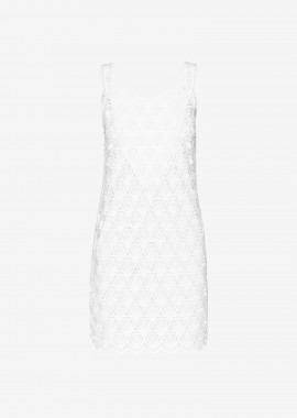 Cutcuutur - Oversized Tank Top-Dress in White