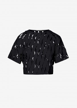 Cutcuutur - Cropped T-Shirt with Reglan Sleeves In Black