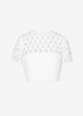 Cutcuutur - Cropped T-Shirt In White Crepe