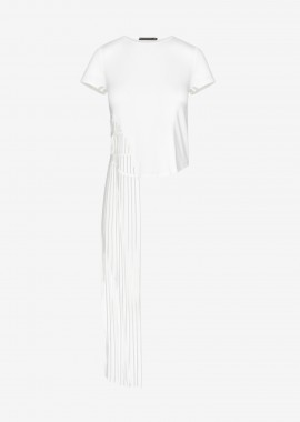 Cutcuutur - T-Shirt with Fringes In White