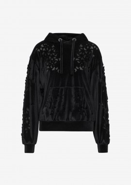 Hoodie in Black Velour