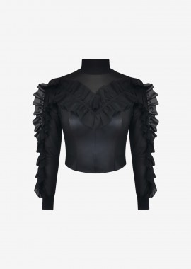 Cutcuutur - Eco-Leather Long-Sleeved Top
