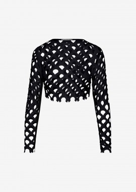 Long Sleeved Cropped Top in Black