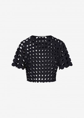 Cutcuutur - Cropped T-shirt with Reglan Sleeves in Black