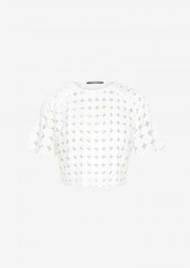 Cutcuutur - Cropped T-shirt with Reglan Sleeves in White