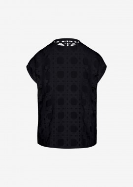 Cutcuutur - T-Shirt with Laser-Cut Print at Back in Black