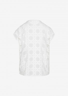 Cutcuutur - T-Shirt with Laser-Cut Print at Back in White