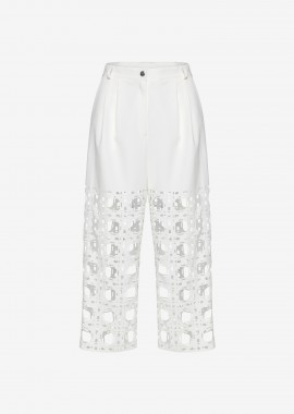Cutcuutur - Pleated Cropped Pants in White