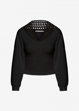 Cutcuutur - Sweater with V-Neckline in Black
