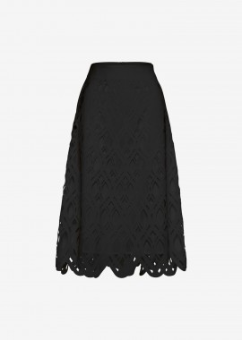 Midi A-Line Skirt in Black