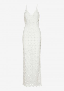 Paneled Maxi Dress in White