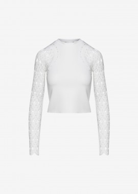 Cutcuutur - Cropped Long-Sleeved Top in White