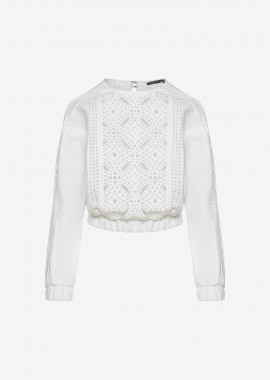 Paneled Long-Sleeved Baggy Top in White
