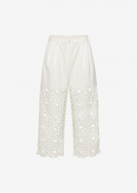 Cropped Pleated Pants in White
