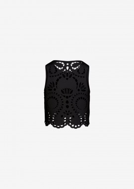 Cutcuutur - Cropped Tank Top with Laser-Cut Print on the Back in Black