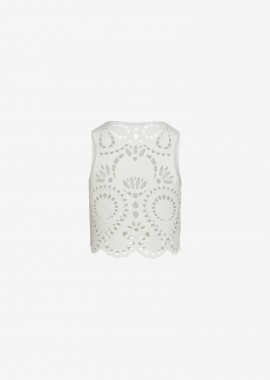 Cutcuutur - Cropped Tank Top with Laser-Cut Print on the Back in White