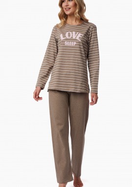 ΠΥΤΖΑΜΑ ΓΥΝΑΙΚΕΙΑ ΧΕΙΜΕΡΙΝΗ LOVE SLEEP 90-52022-648 ΚΑΦΕ-ΛΕΥΚΗ ΡΙΓΑ Καφέ