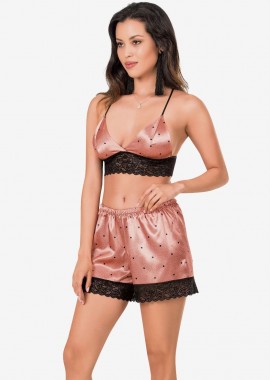 ΓΥΝΑΙΚΕΙΟ BABYDOLL ΣΑΤΕΝ ΜΕ BRALETTE SPOTTED LOVE MG224 Ροζ