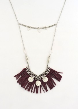 Διπλό Κολιέ με φλουριά και tassels