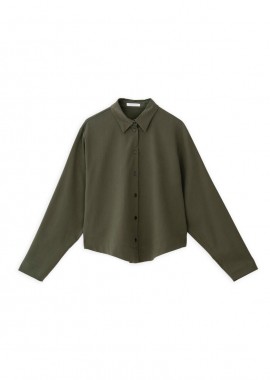 Philosophy - Philosophy Twill Stretch Cropped Shirt SH77249 Χακί