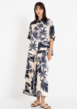 Philosophy - Philosophy Satin Print Shirt SH77271 Μπλέ