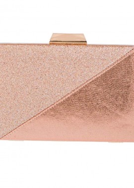PerfectDress.gr - βραδινό τσαντάκι glitter shine σε ροζ gold