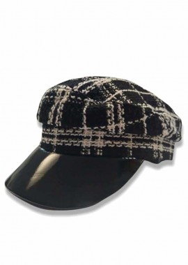 parisian tweed vinyl καπέλο Gatsby black & white