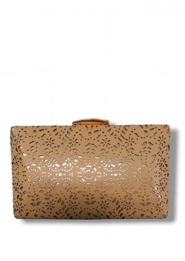 lazer cut clutch δερματίνη Sherry beige