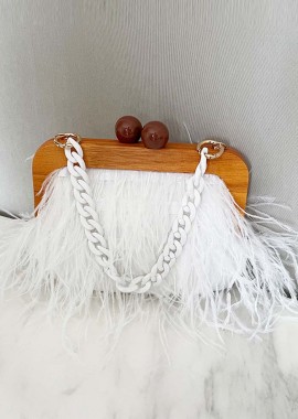 PerfectDress.gr - airy retro feather τσαντάκι σε λευκό