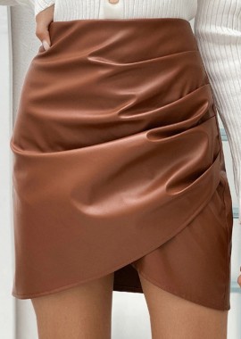 mini φούστα leatherette Beata brown