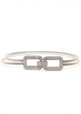 double elastic ζώνη strass silver