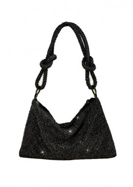 PerfectDress.gr - βραδινό τσαντάκι strass Draped black
