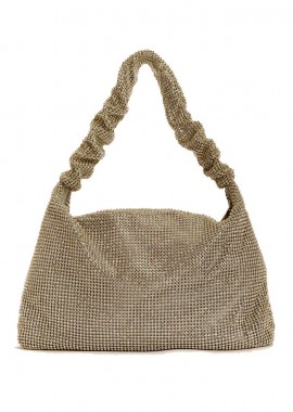βραδινό τσαντάκι strass Ruched gold