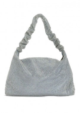 PerfectDress.gr - βραδινό τσαντάκι strass Ruched silver