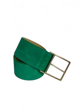real leather suede ζώνη Basic σμαραγδί