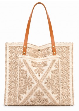 PerfectDress.gr - boho καλοκαιρινή υφαντή τσάντα Tunise μπεζ